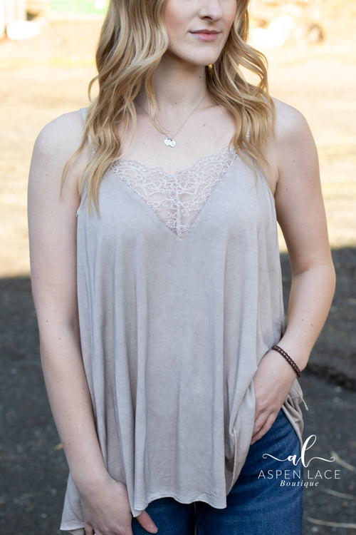 Missy Lace Tank (Taupe)
