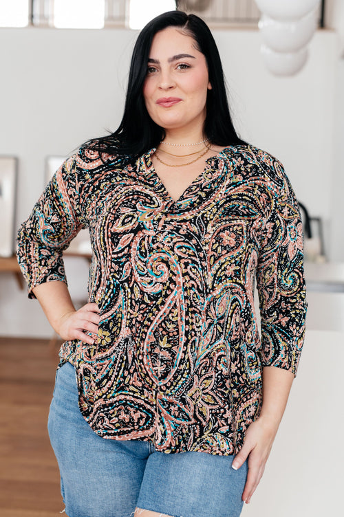 *Online Exclusive* I Think Different Top Teal Paisley