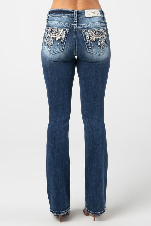 Miss Me Gold Dream Catcher Bootcut Jeans