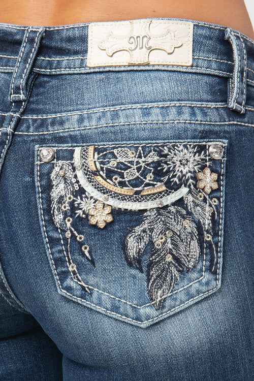Miss Me Gold Dream Catcher Bootcut Jeans