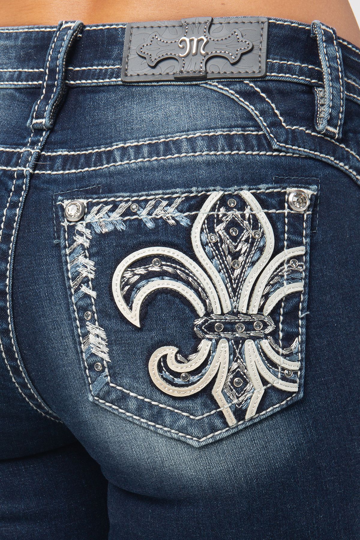 Miss Me Fleur De Lis Bootcut Jeans - Main Image