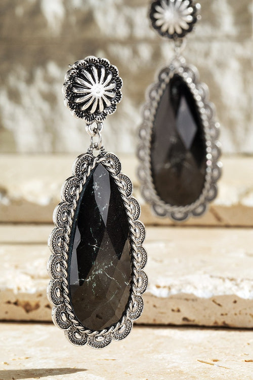 Antique Stone Earrings (Black)