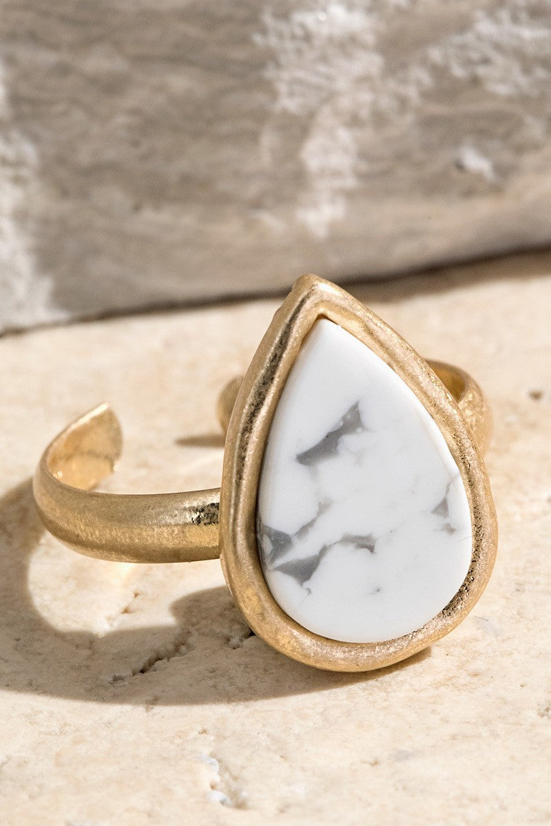 Drop Stone Ring Stone Drop Ring (Howlite White) – Aspen Lace Boutique