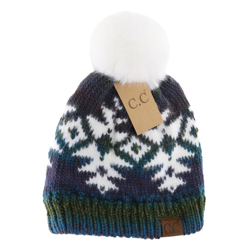 Ombre Aztec Faux Fur Pom CC Beanie (Multiple Colors)