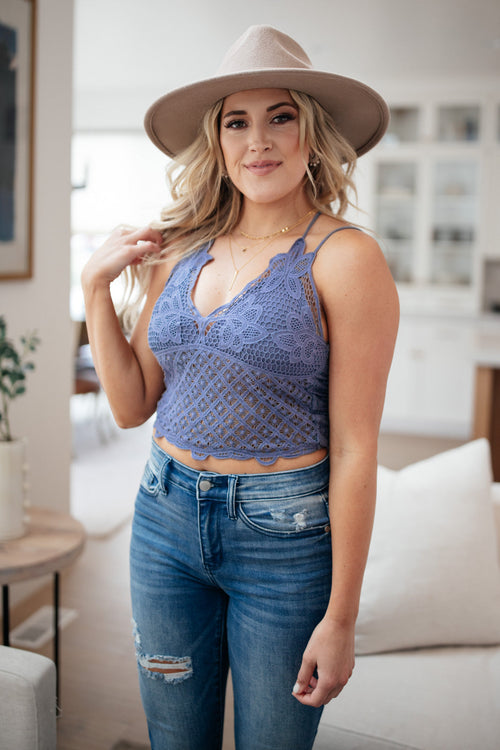 *Online Exclusive* Wild And Free Crop Top in Dusty Blue