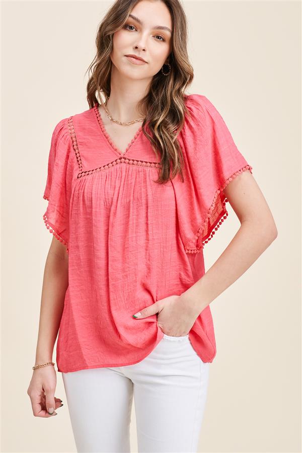 *Outlet* Corinne Top (Hot Coral)