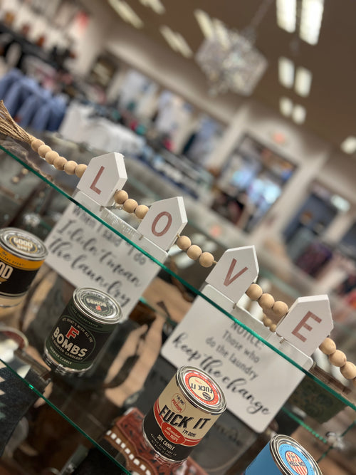 Wood Blessing Bead String Tabletop Sign