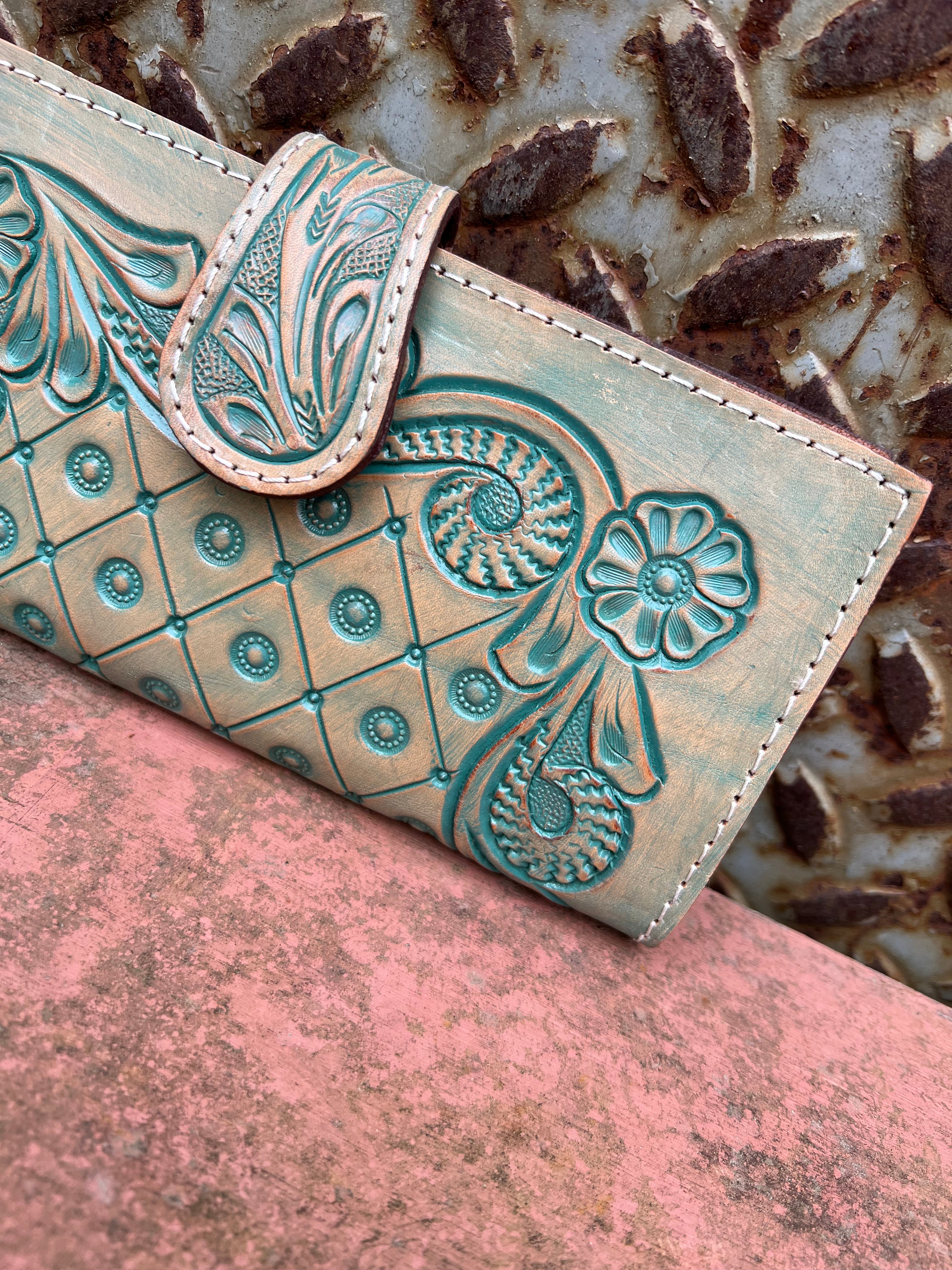 Livy Tooled Wallet (Turquoise)