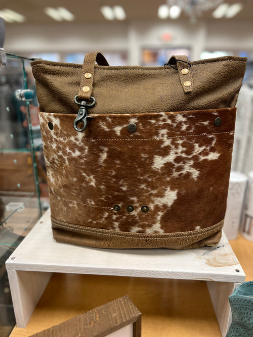 Cocoa Leather & Hairon Bag