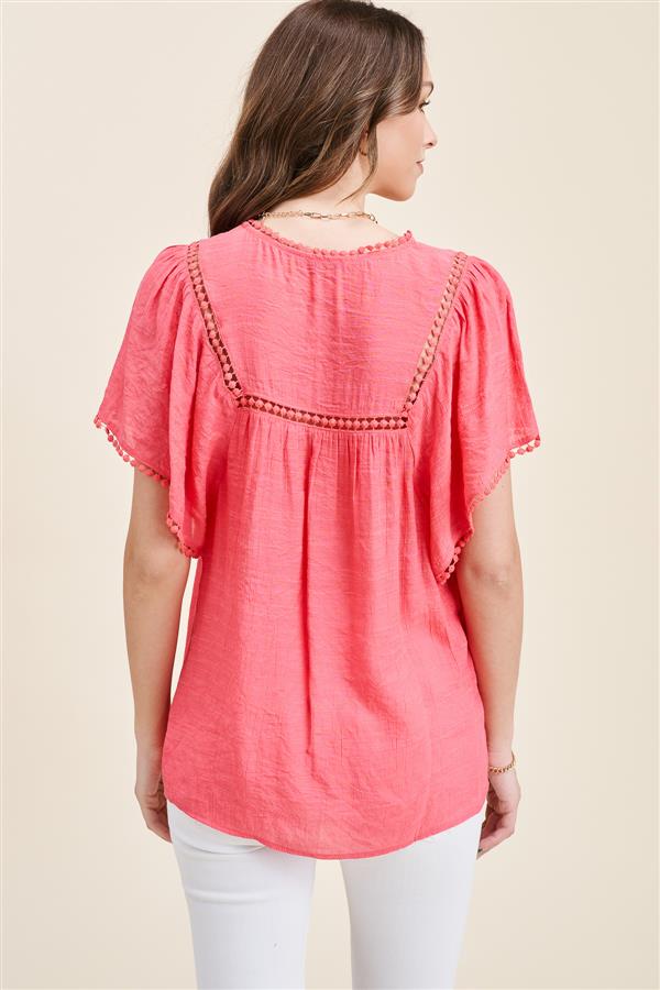 *Outlet* Corinne Top (Hot Coral)