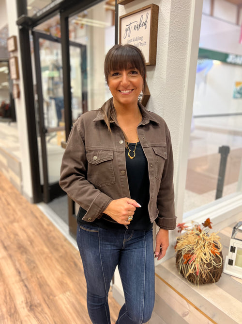 *PVM* Hayleah Denim Jacket (Coffee Bean)