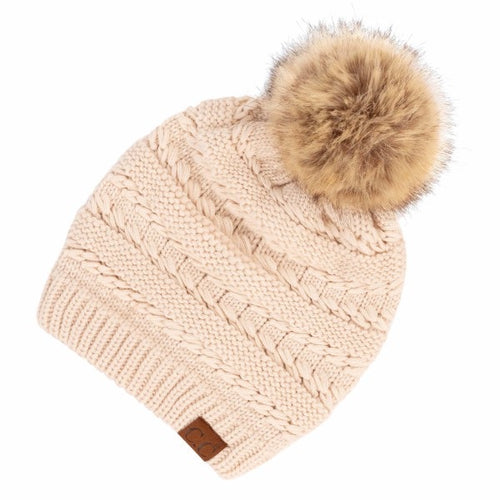 *Outlet* Whip Stitch Slouchy Pom CC Beanies (Multiple Colors)