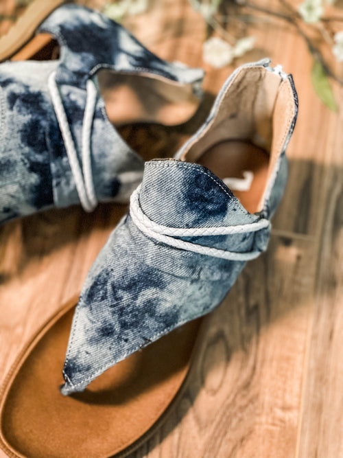 Dusk Sandals (Denim Tie Dye)