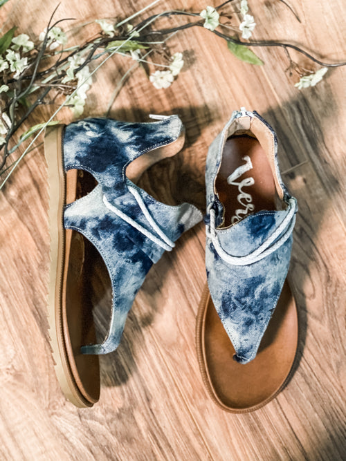Dusk Sandals (Denim Tie Dye)
