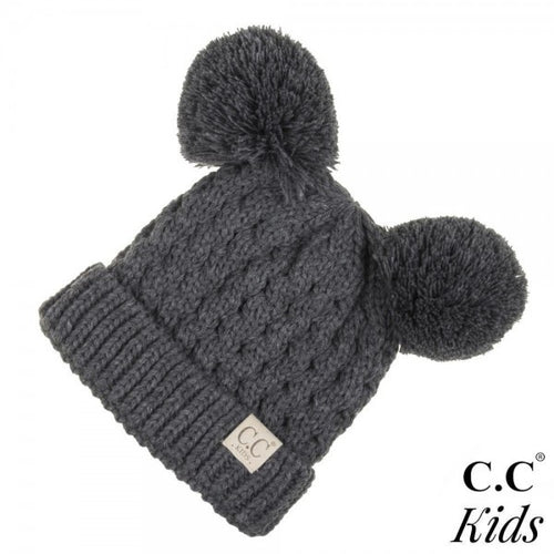 Kids Double Pom Solid CC Beanies (Multiple Colors)