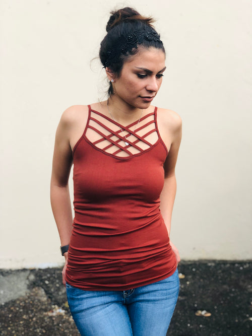 Back to Basics Strappy Cami (Dark Rust)