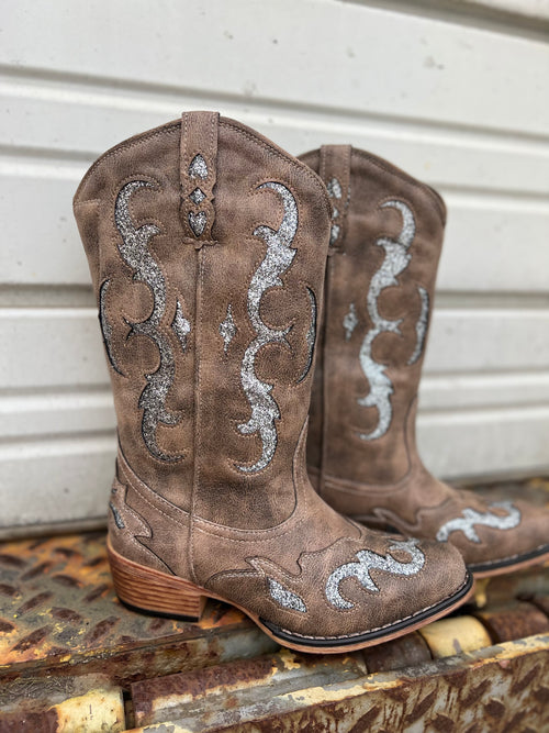 *Outlet* Kaylee Western Boots (Vintage Brown/Silver)
