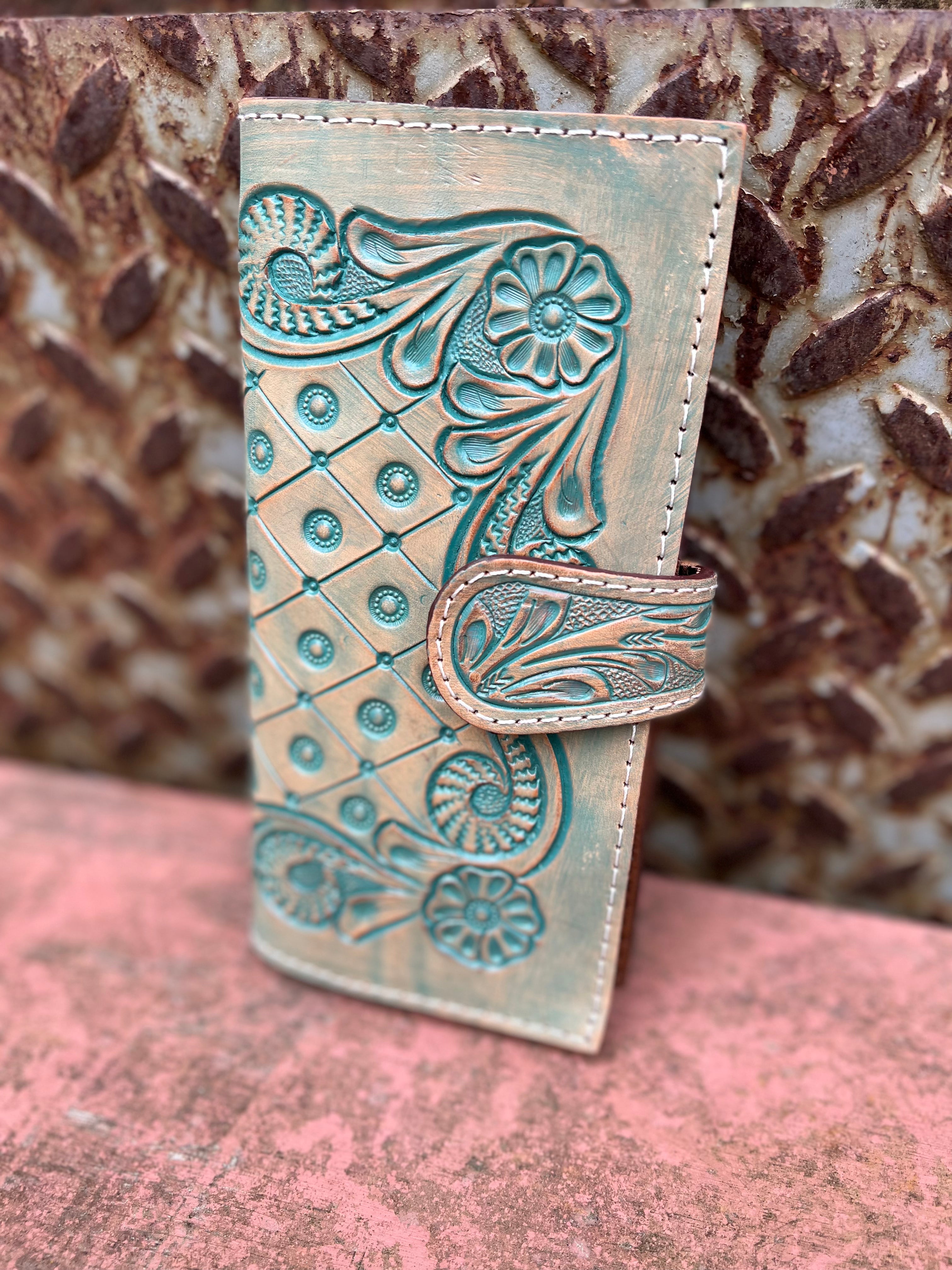 Livy Tooled Wallet (Turquoise)