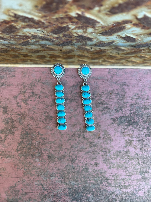Western Bar Drop Earrings (Turquoise)
