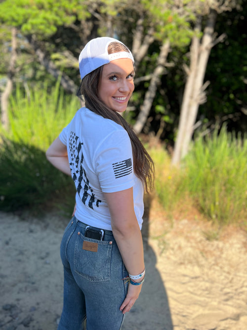 Distressed Flag Tshirt (White)