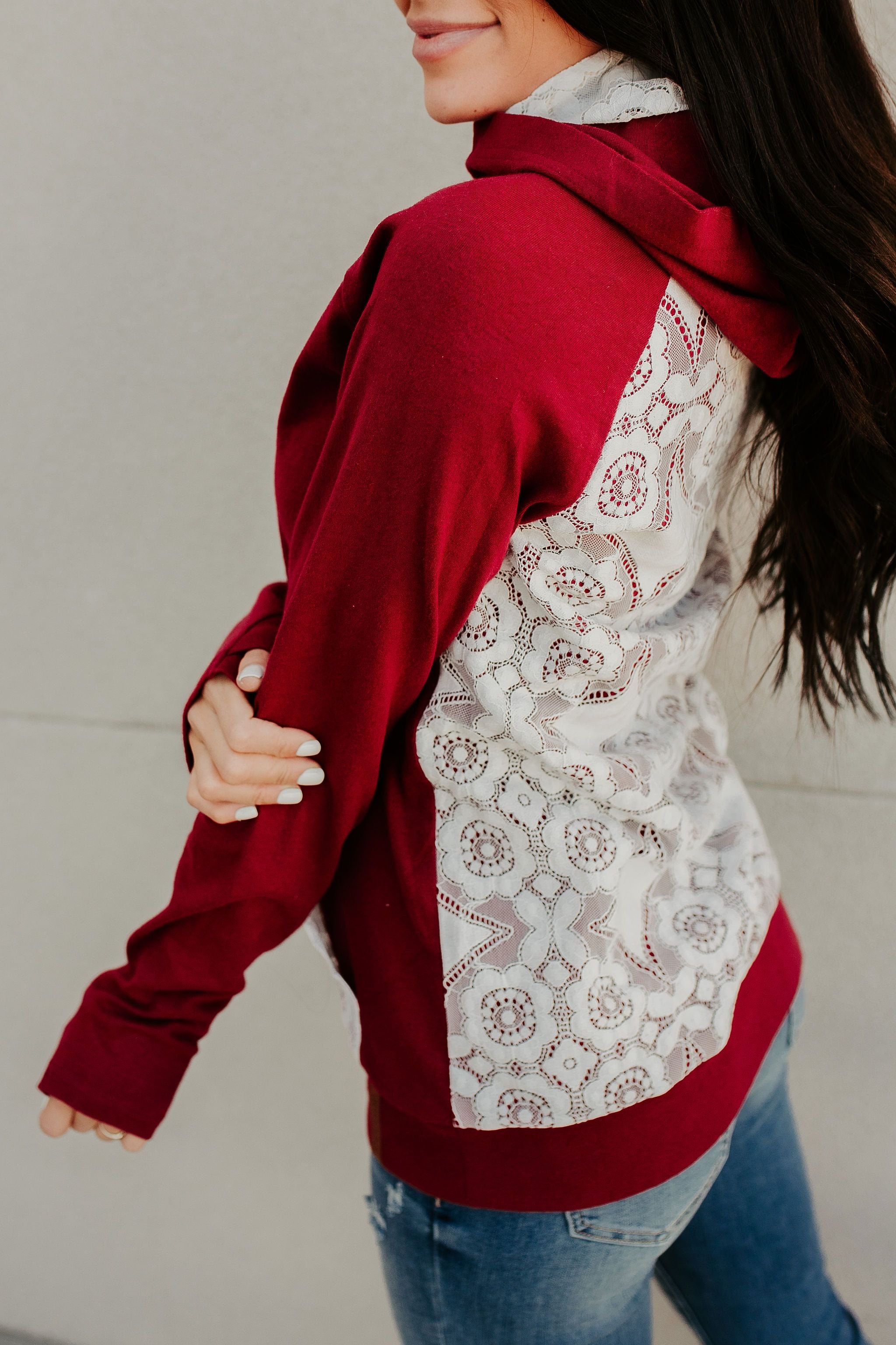 *Outlet* DoubleHood&trade; Sweatshirt (Lovely Lace Burgundy)
