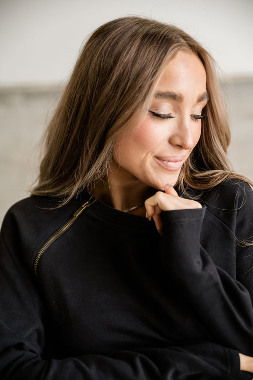 *Outlet* SideZip Pullover (Black) FINAL SALE