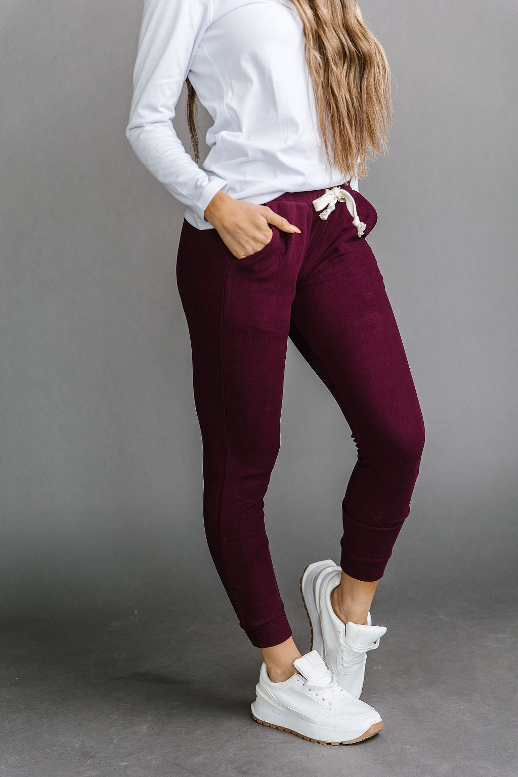 *Outlet* Performance Fleece Joggers (Red Wine) FINAL SALE